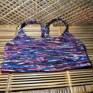 lululemon hinshu alpine multi striped time to sweat sports bra 8